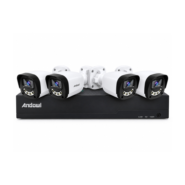 Ολοκληρωμένο Ενσύρματο Σύστημα 4K με DVR και 4 Κάμερες Ασφαλείας Andowl Q-S222