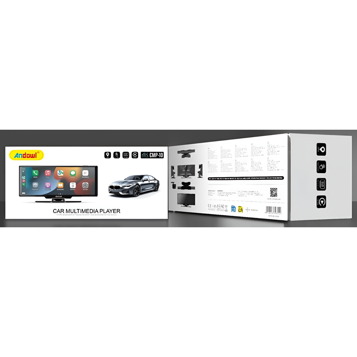 Οθόνη Αυτοκινήτου 10.26" με CarPlay, GPS, Οθόνη Αφής & Κάμερα 4K Andowl CMP-10