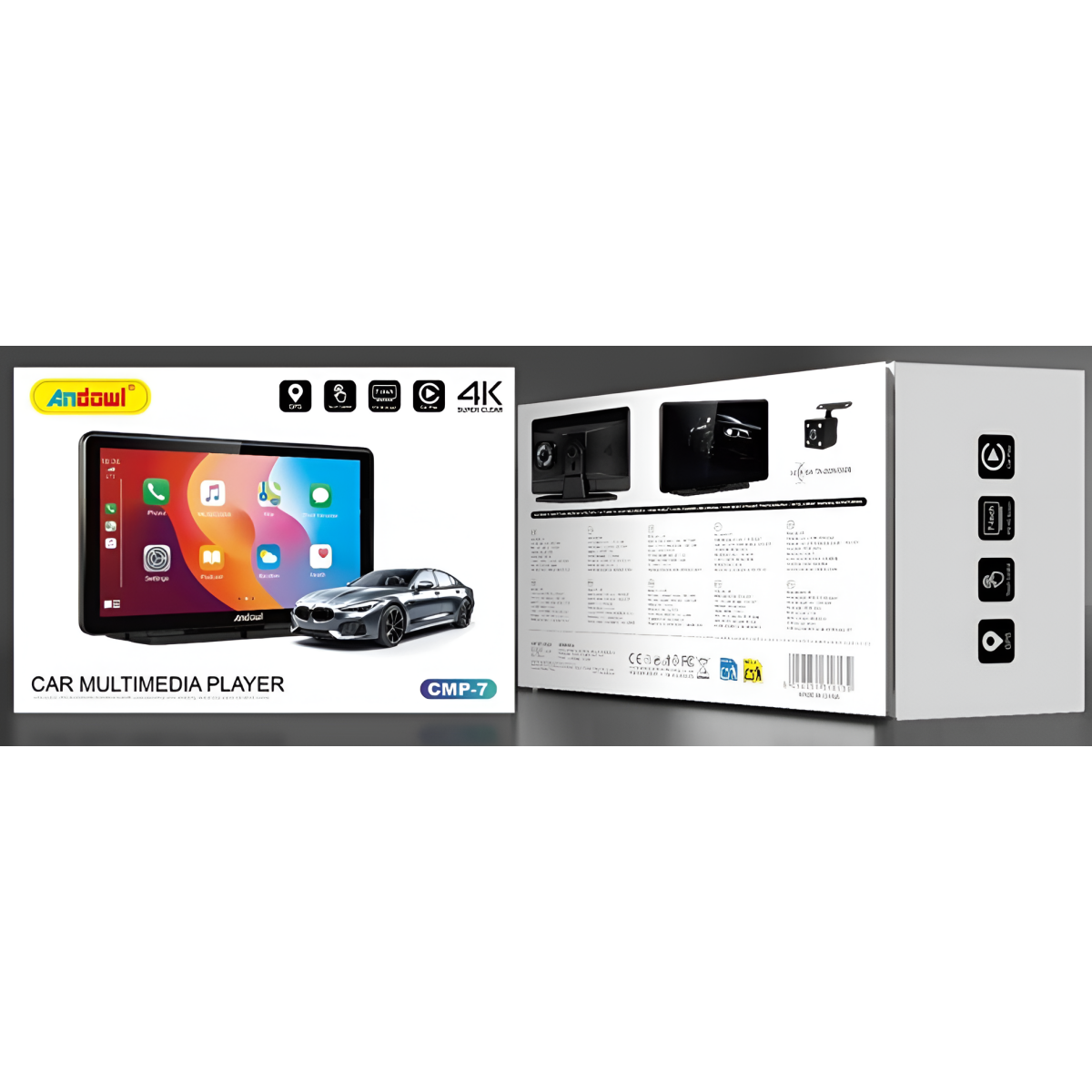 Οθόνη Αυτοκινήτου 7" με CarPlay, GPS, Οθόνη Αφής & Κάμερα 4K Andowl CMP-7