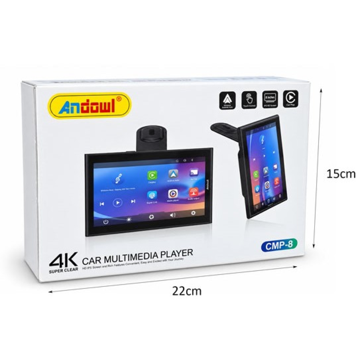 Οθόνη Πολυμέσων Αυτοκινήτου 4K με Apple CarPlay και Android Auto Andowl CMP-8 - Image 3
