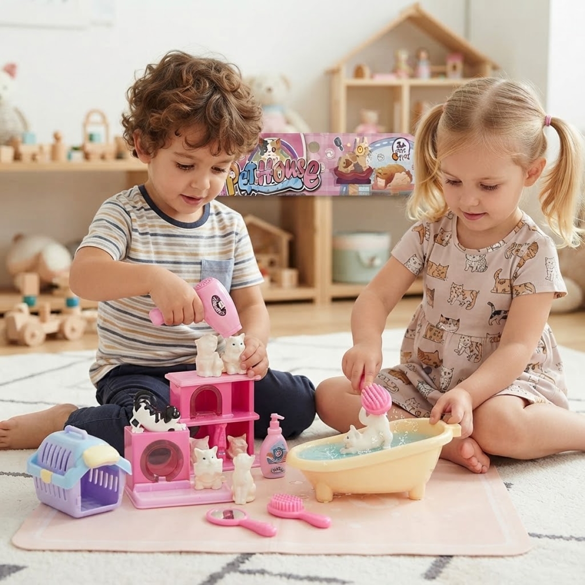 Παιδικό Σετ Φροντίδας Κατοικιδίων Pet House με Αξεσουάρ Περιποίησης SY-074