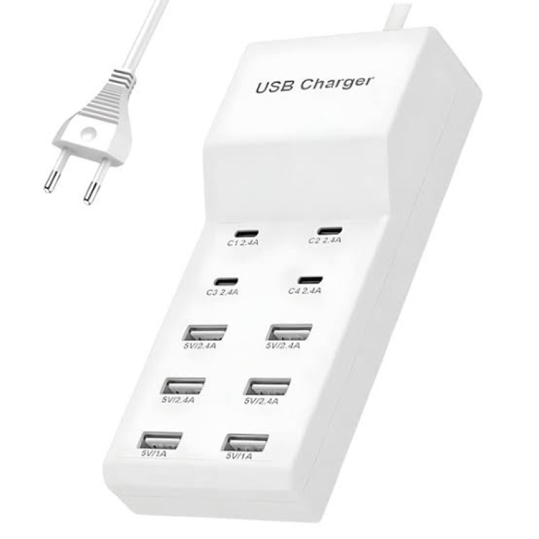 Πολυφορτιστής USB 96W με 5 Θύρες Λευκός TREQA CH-650