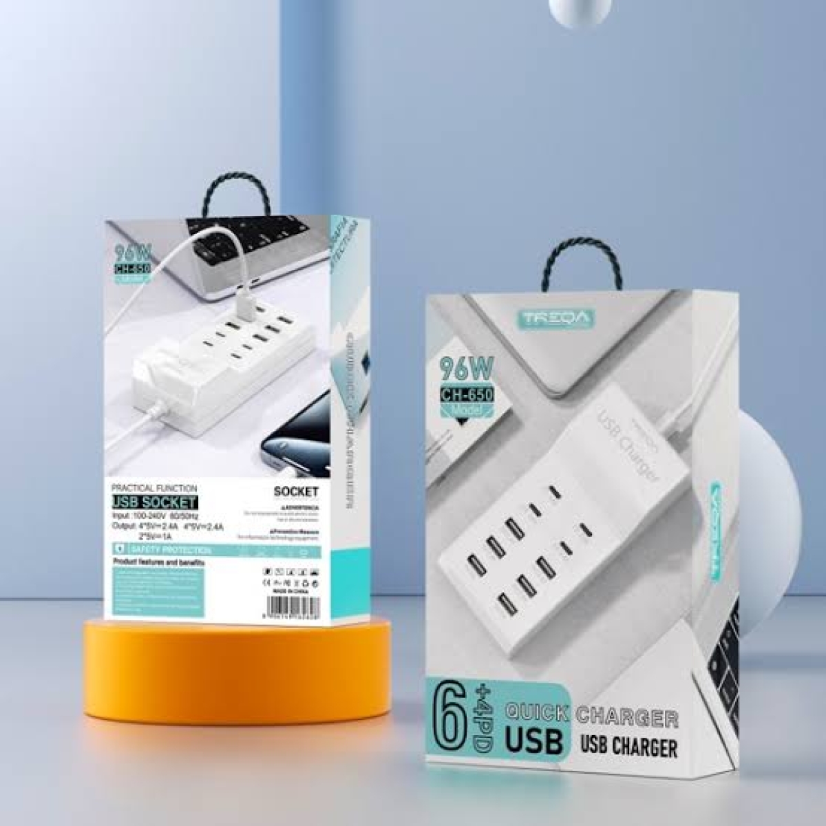 Πολυφορτιστής USB 96W με 5 Θύρες Λευκός TREQA CH-650 - Image 2