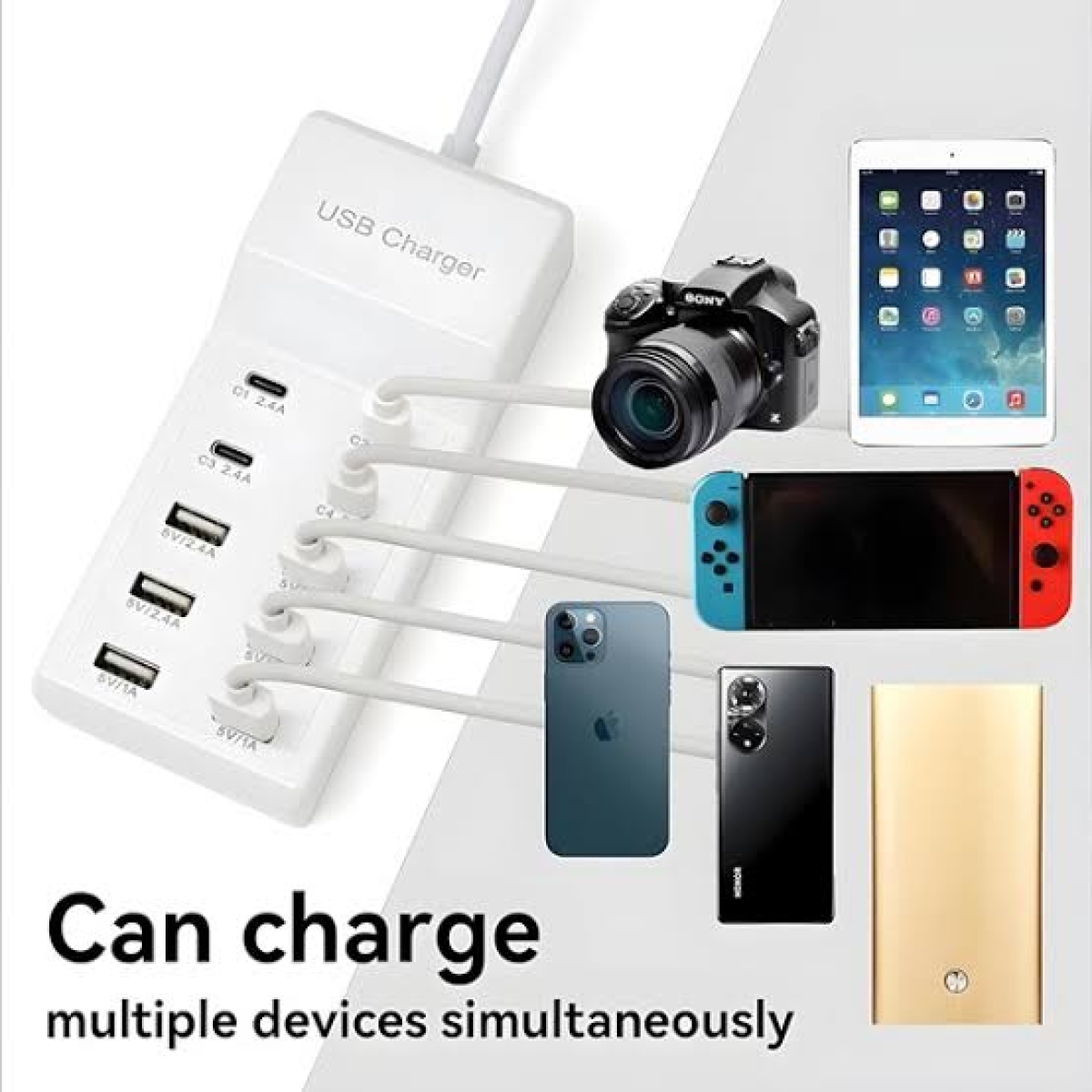 Πολυφορτιστής USB 96W με 5 Θύρες Λευκός TREQA CH-650 - Image 3