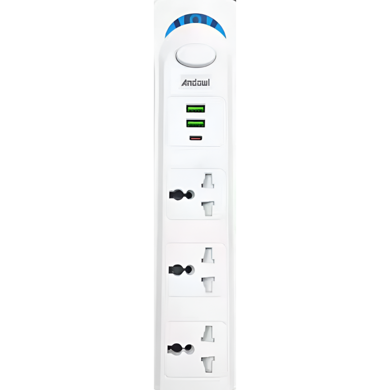 Πολύπριζο 3 Θέσεων με 2 USB, Type-C και Καλώδιο 2m 1700W Λευκό Andowl PX10A
