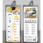 Πολύπριζο 3 Θέσεων με 2 USB, Type-C και Καλώδιο 2m 1700W Λευκό Andowl PX10A