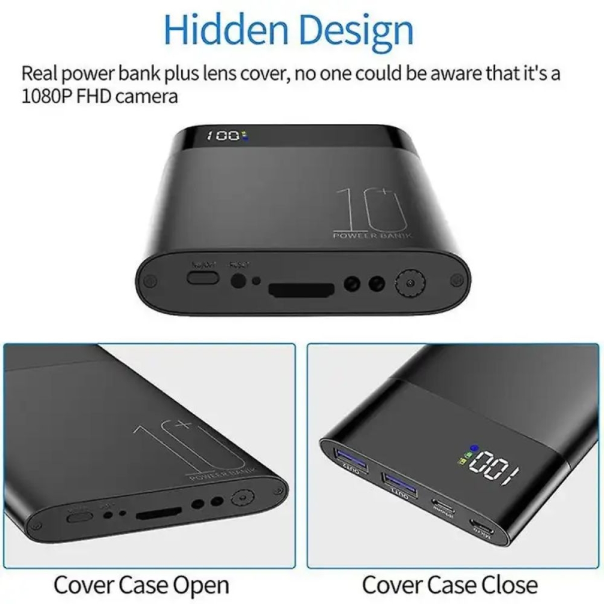 Power Bank 10.000 mAh με Ενσωματωμένη Κάμερα 4K, Wi-Fi P2P, Γωνία Λήψης 170° και Νυχτερινή Όραση IR