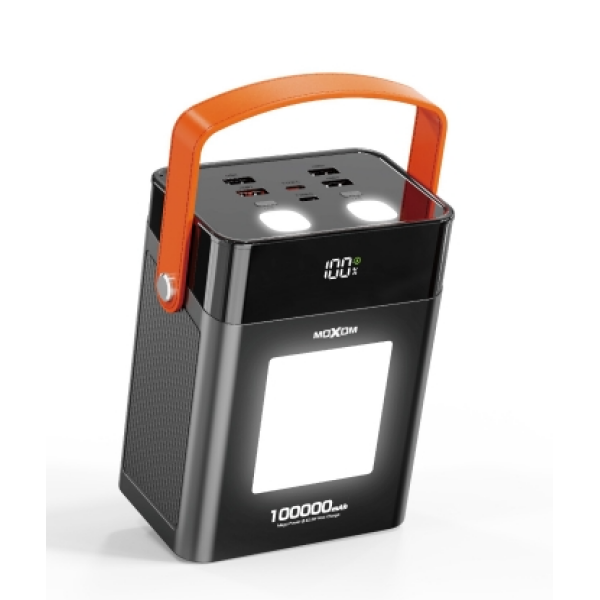 Power Bank 100000mAh 22.5W με 4 Ενσωματωμένα Καλώδια και Φωτισμό LED Moxom MX-PB232