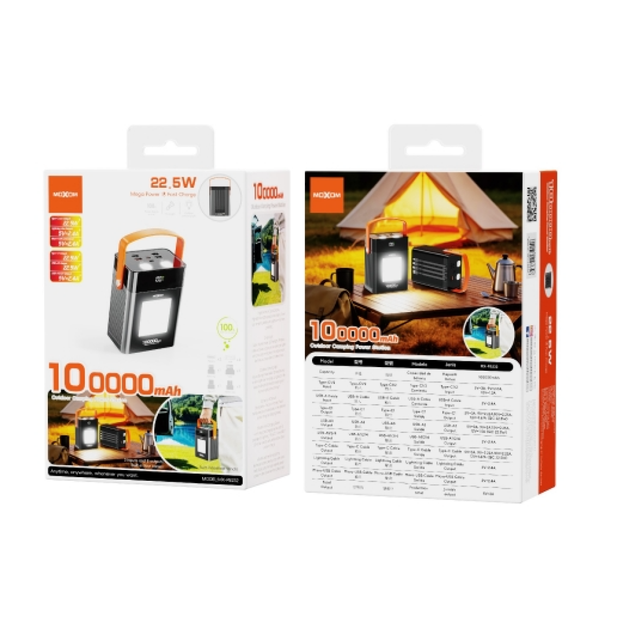 Power Bank 100000mAh 22.5W με 4 Ενσωματωμένα Καλώδια και Φωτισμό LED Moxom MX-PB232 - Image 2