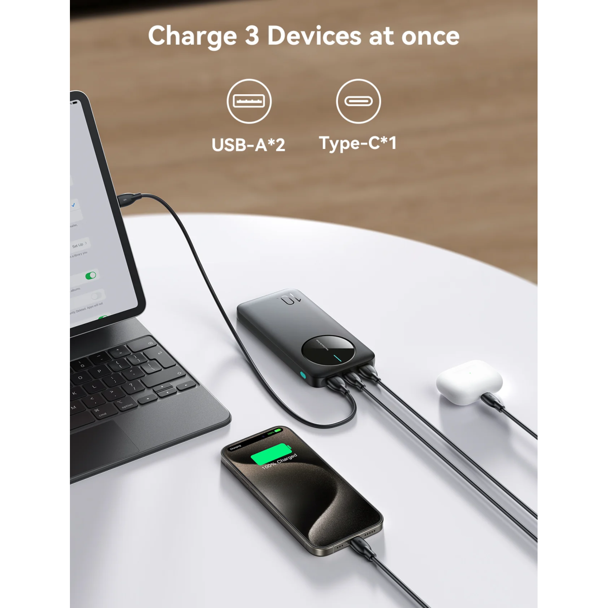 Power Bank 10000mAh 12W 2.4A με 3 Εξόδους & LED Ενδείξεις Joyroom JR-PBF12 - Image 5