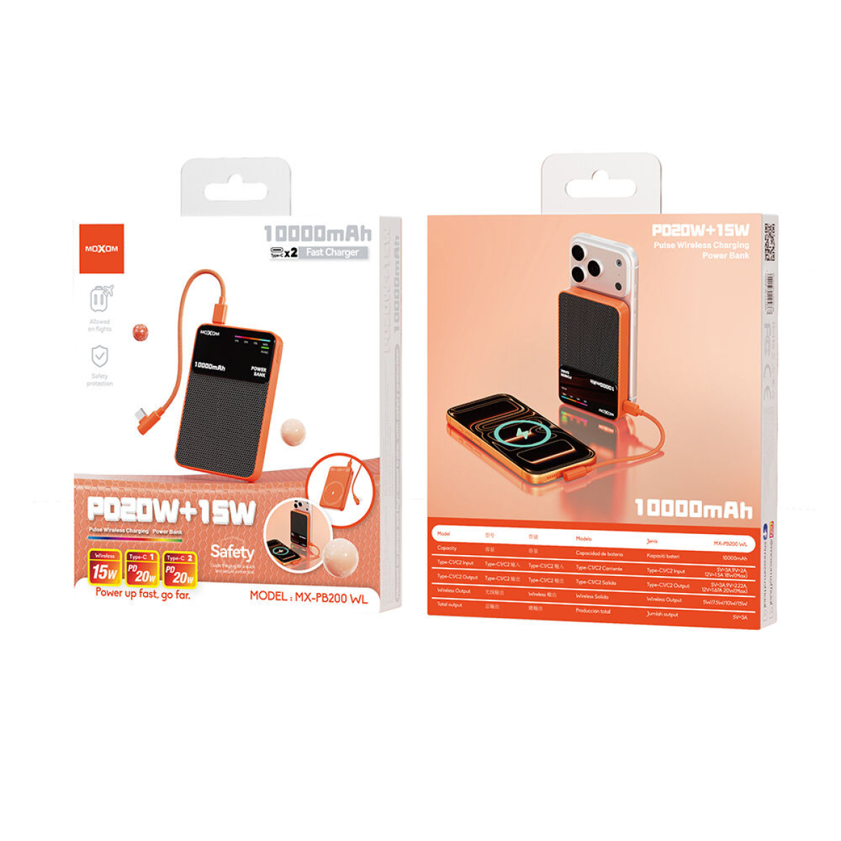 Power Bank 10000mAh PD20W με Ασύρματη Φόρτιση 15W Moxom MX-PB200 WL - Image 2
