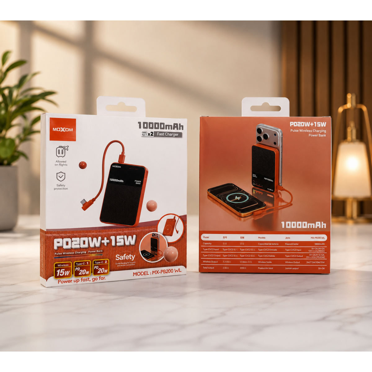 Power Bank 10000mAh PD20W με Ασύρματη Φόρτιση 15W Moxom MX-PB200 WL - Image 3