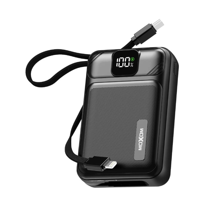 Power Bank 20000mAh με Γρήγορη Φόρτιση 35W, Ενσωματωμένα Καλώδια και Ψηφιακή Οθόνη Moxom MX-PB211