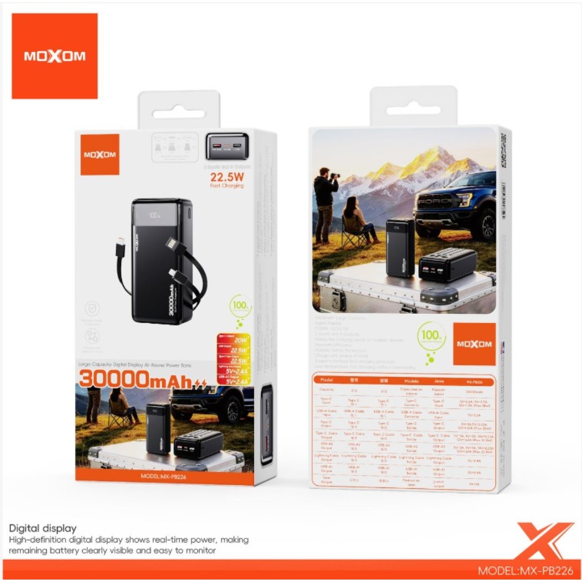 Power Bank 30000mAh 22.5W με Γρήγορη Φόρτιση Moxom MX-PB226 - Image 2