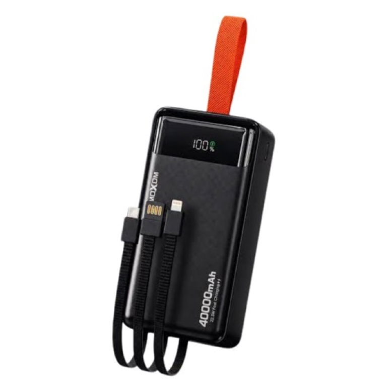Power Bank 40000mAh με Γρήγορη Φόρτιση 22.5W & Ενσωματωμένα Καλώδια Moxom MX-PB227
