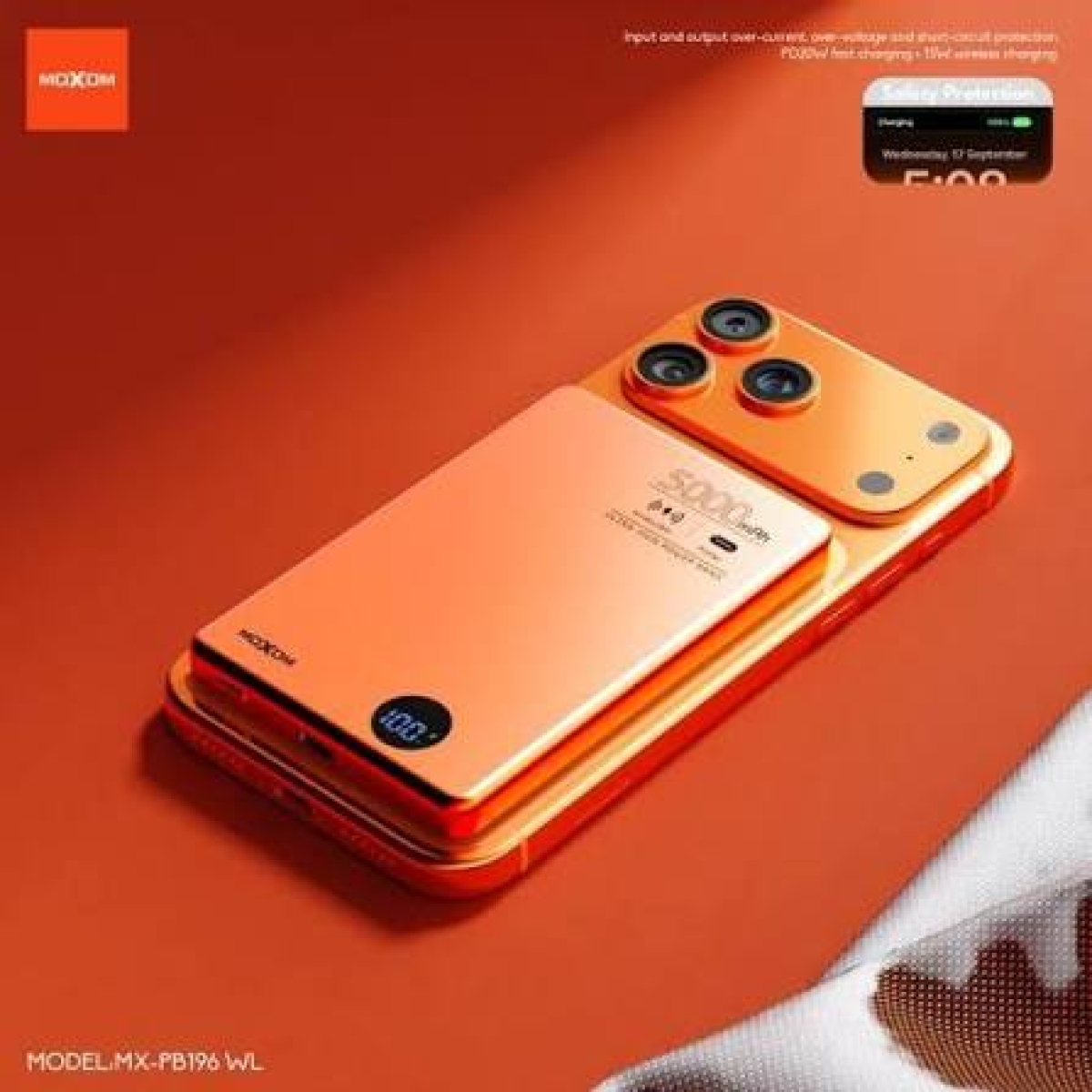 Power Bank 5000mAh PD20W QC22.5W με Ασύρματη Φόρτιση 15W Moxom MX-PB196 WL - Image 5