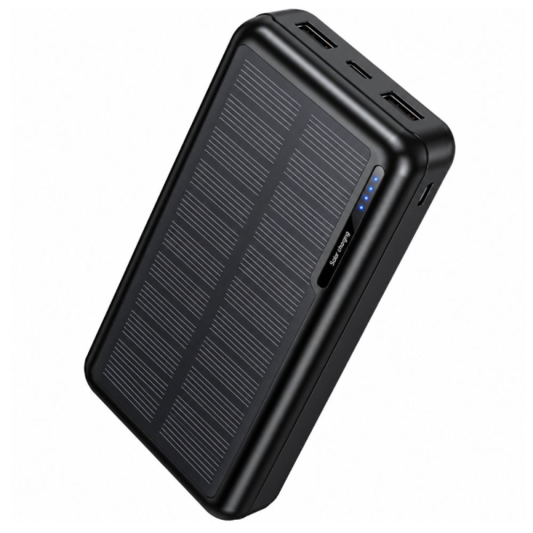 Power Bank Hoco J176A Honorifico 20000mAh 10W 1xUSB-C 2xUSB-A 1xMicroUSB με Solar Panel Μαύρο