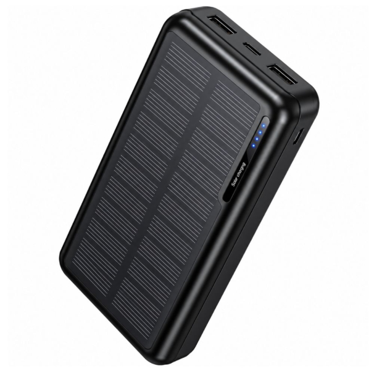 Power Bank Hoco J176A Honorifico 20000mAh 10W 1xUSB-C 2xUSB-A 1xMicroUSB με Solar Panel Μαύρο