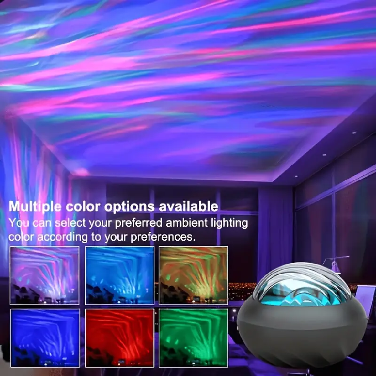 Προτζέκτορας LED Βόρειο Σέλας RGB με Περιστροφή 360°, Τηλεχειριστήριο & USB - Image 4