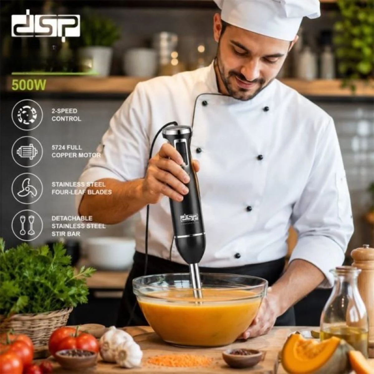 Ραβδομπλέντερ χειρός DSP KM1140U 500W με 2 ταχύτητες