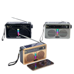 Ρετρό Ραδιόφωνο AM/FM/SW με Bluetooth 5.3, Ηλιακό Πάνελ, USB και RGB Φωτισμό FEPE FP-806-S