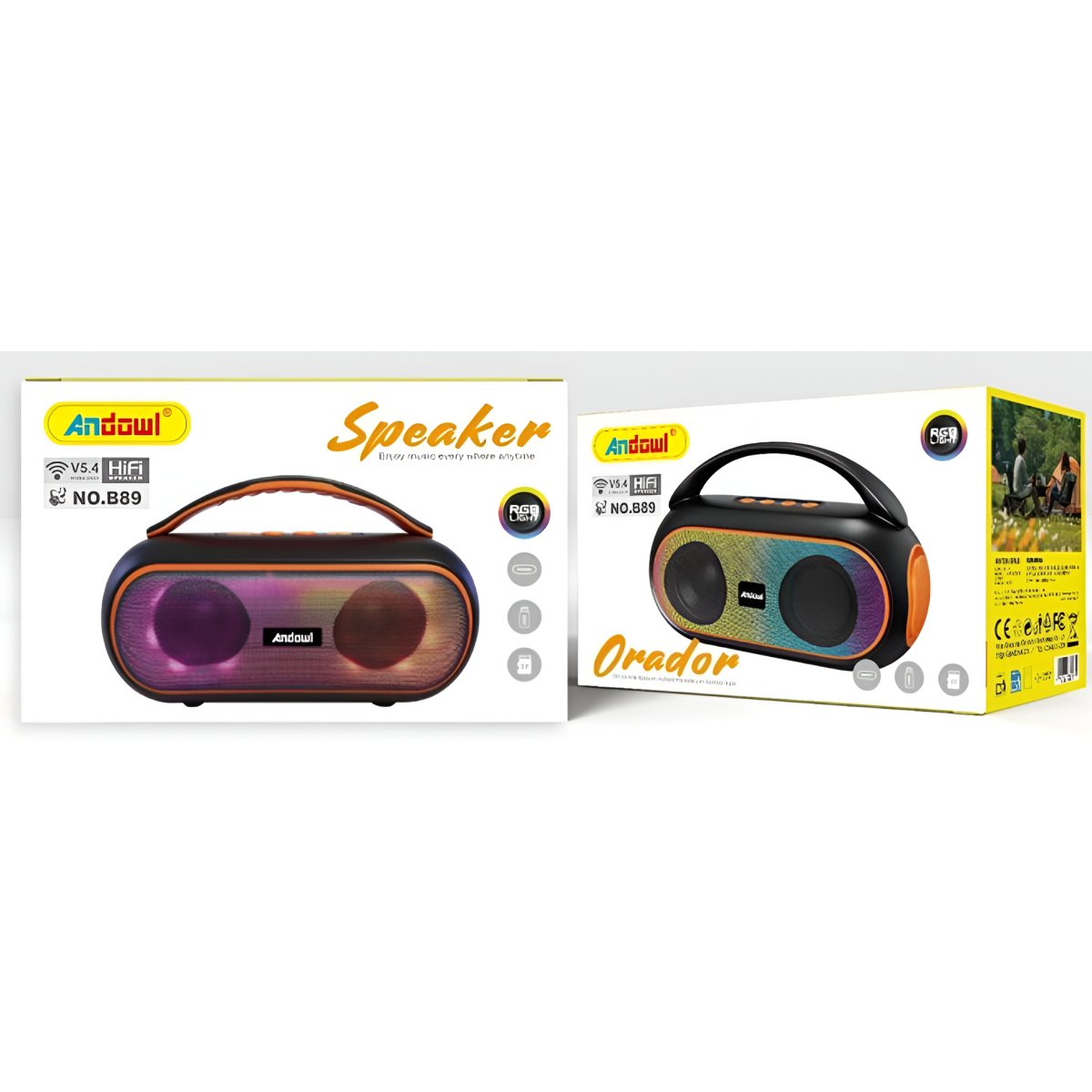 Φορητό Ηχείο Bluetooth HiFi με RGB Φωτισμό & Λαβή Andowl B89 - Image 2