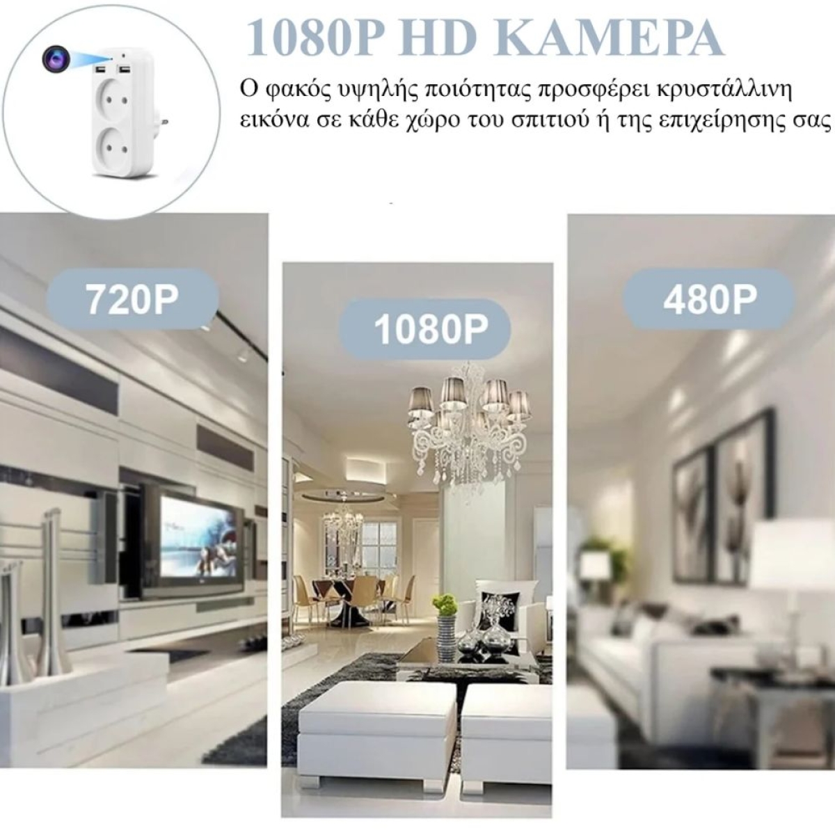 S-Talk C6 Κρυφή Κάμερα Πρίζα Wi-Fi Full HD με Υποδοχή Κάρτας Μνήμης & Ανιχνευτή Κίνησης