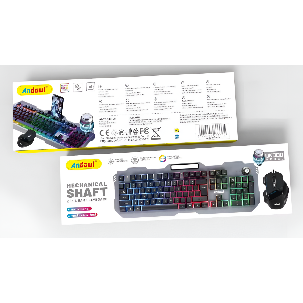 Σετ Gaming Πληκτρολόγιο και Ποντίκι με RGB Φωτισμό Andowl QK300