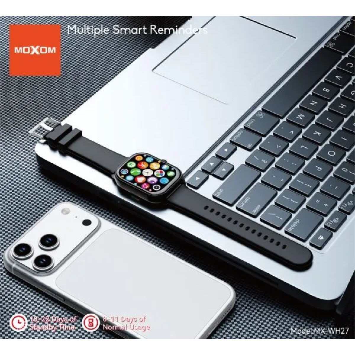 Smartwatch με Οθόνη Αφής 2.01" Bluetooth 5.3 Αδιάβροχο Moxom MX-WH27 - Image 4