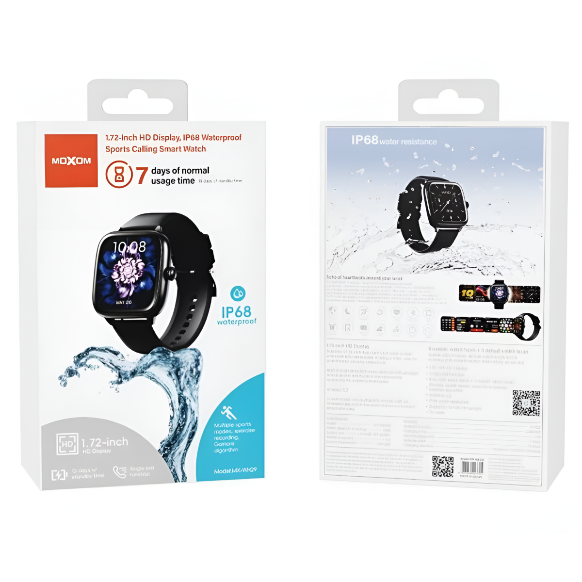 Smartwatch με Οθόνη HD 1.72" & Bluetooth Αδιάβροχο Moxom MX-WH29