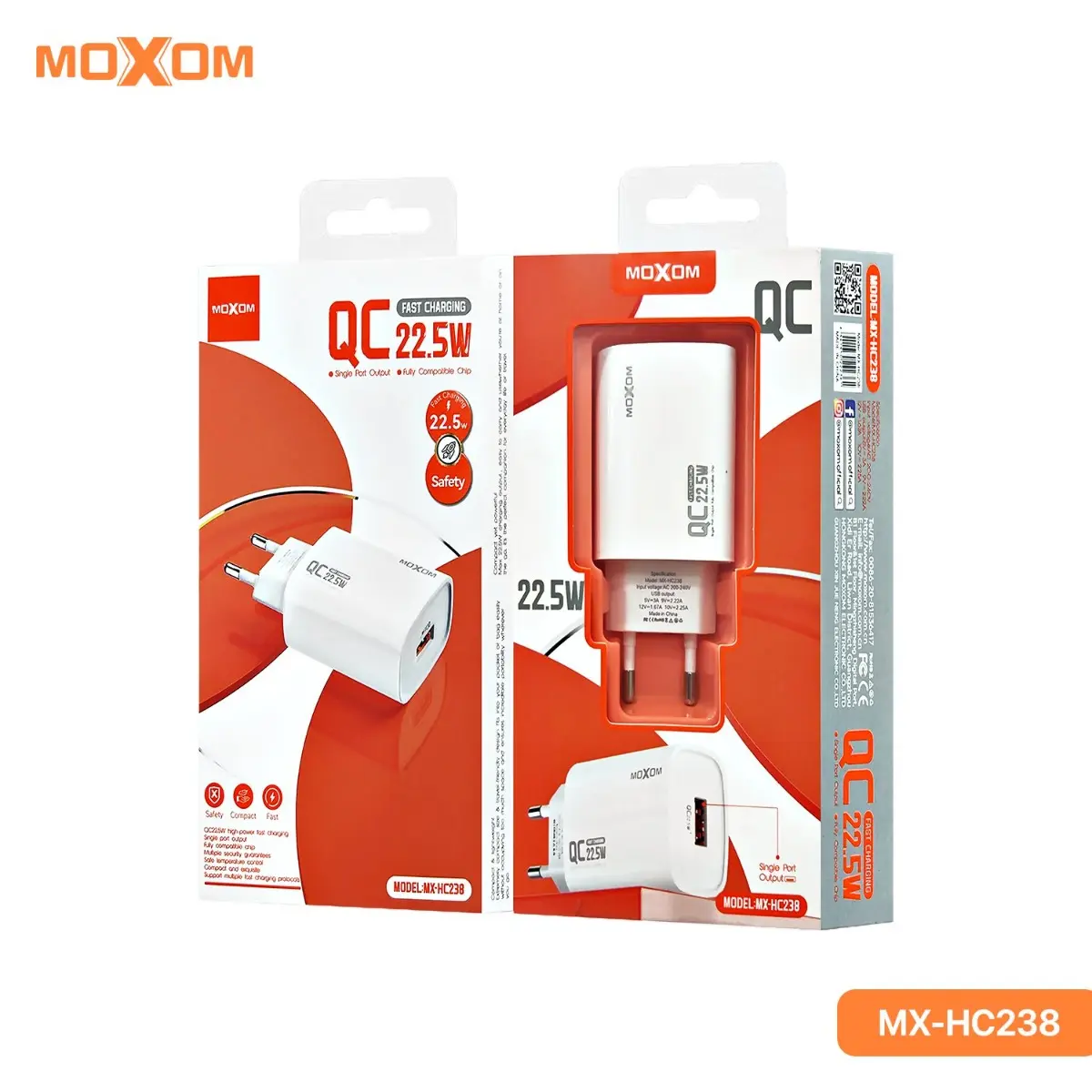 Ταχυφορτιστής 22.5W με USB-A Moxom MX-HC238 - Image 2