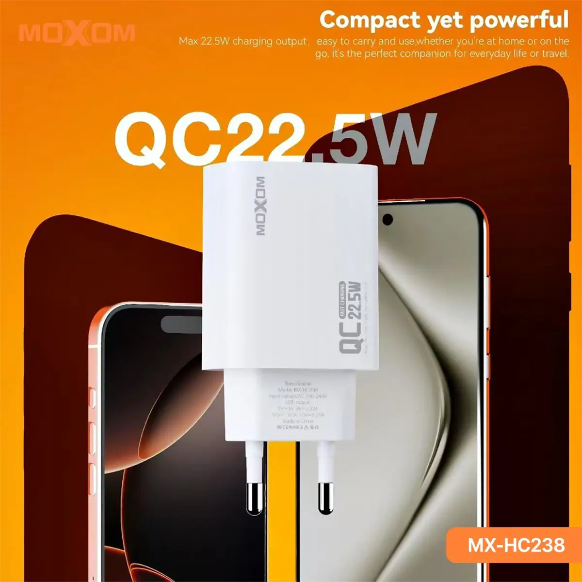 Ταχυφορτιστής 22.5W με USB-A Moxom MX-HC238 - Image 4