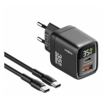 Ταχυφορτιστής 35W PD με USB-A, USB-C & Καλώδιο USB-C σε USB-C Moxom LX-HC818