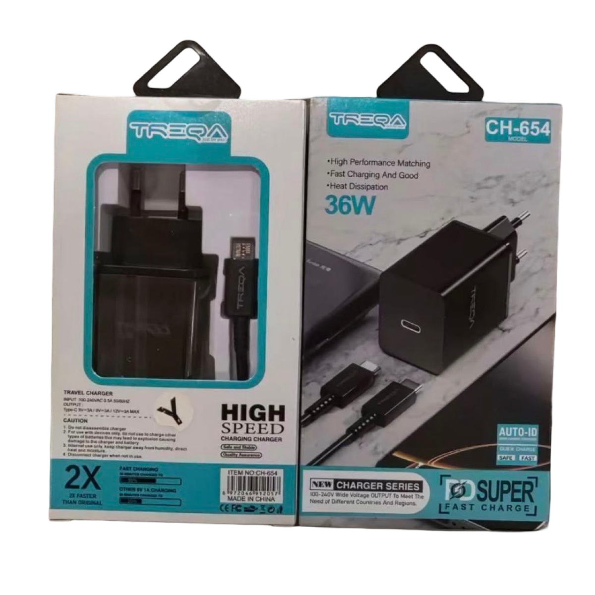 Ταχυφορτιστής 36W USB-C με Καλώδιο Μαύρος TREQA CH-654