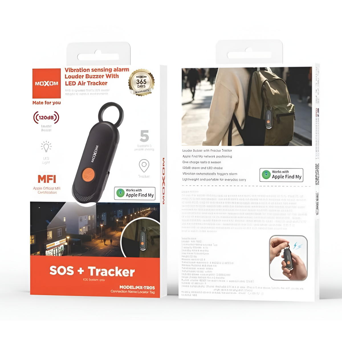 Tracker Eντοπισμού με Bluetooth 5.3, Συναγερμό 120dB & Φως LED Moxom MX-TR05