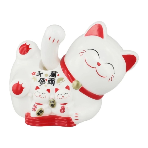 Ηλιακή γάτα τύχης Maneki Neko με κινούμενο χέρι σε 2 χρώματα