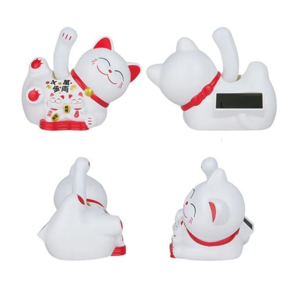 Ηλιακή γάτα τύχης Maneki Neko με κινούμενο χέρι σε 2 χρώματα