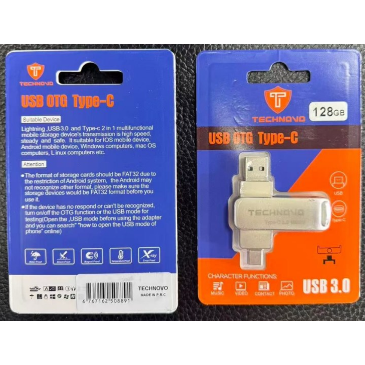 USB Flash Drive 128GB USB 3.0 με Διπλή Σύνδεση USB και Type-C OTG Technovo