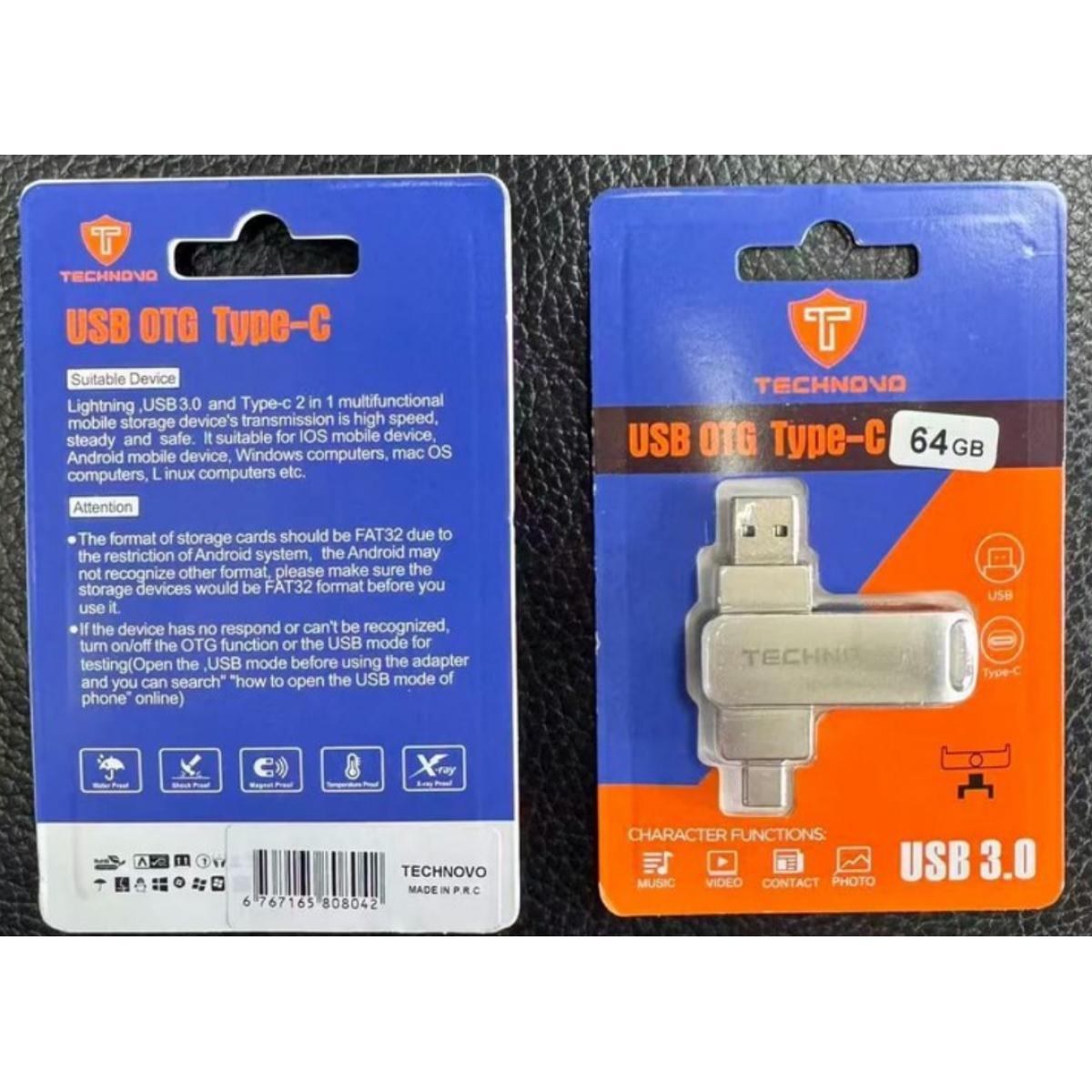 USB Flash Drive 64GB USB 3.0 με Διπλή Σύνδεση USB και Type-C OTG Technovo