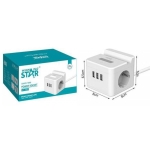 Winning Star ST-1002 Πολύπριζο Κύβος 2500W με 2 Πρίζες, 3 USB, Βάση Κινητού & Φωτισμό – 2m