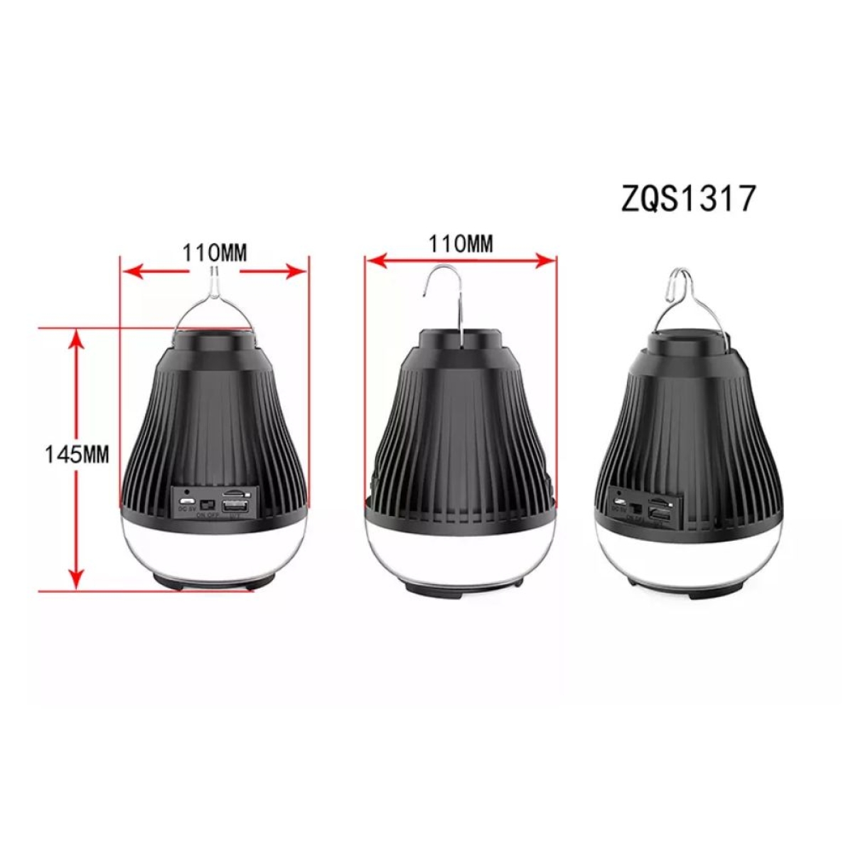 ZQS1317 Αύρματο Ηχείο Bluetooth & Ασύρματη Εξωτερική Λάμπα για Κάμπινγκ 2 σε 1