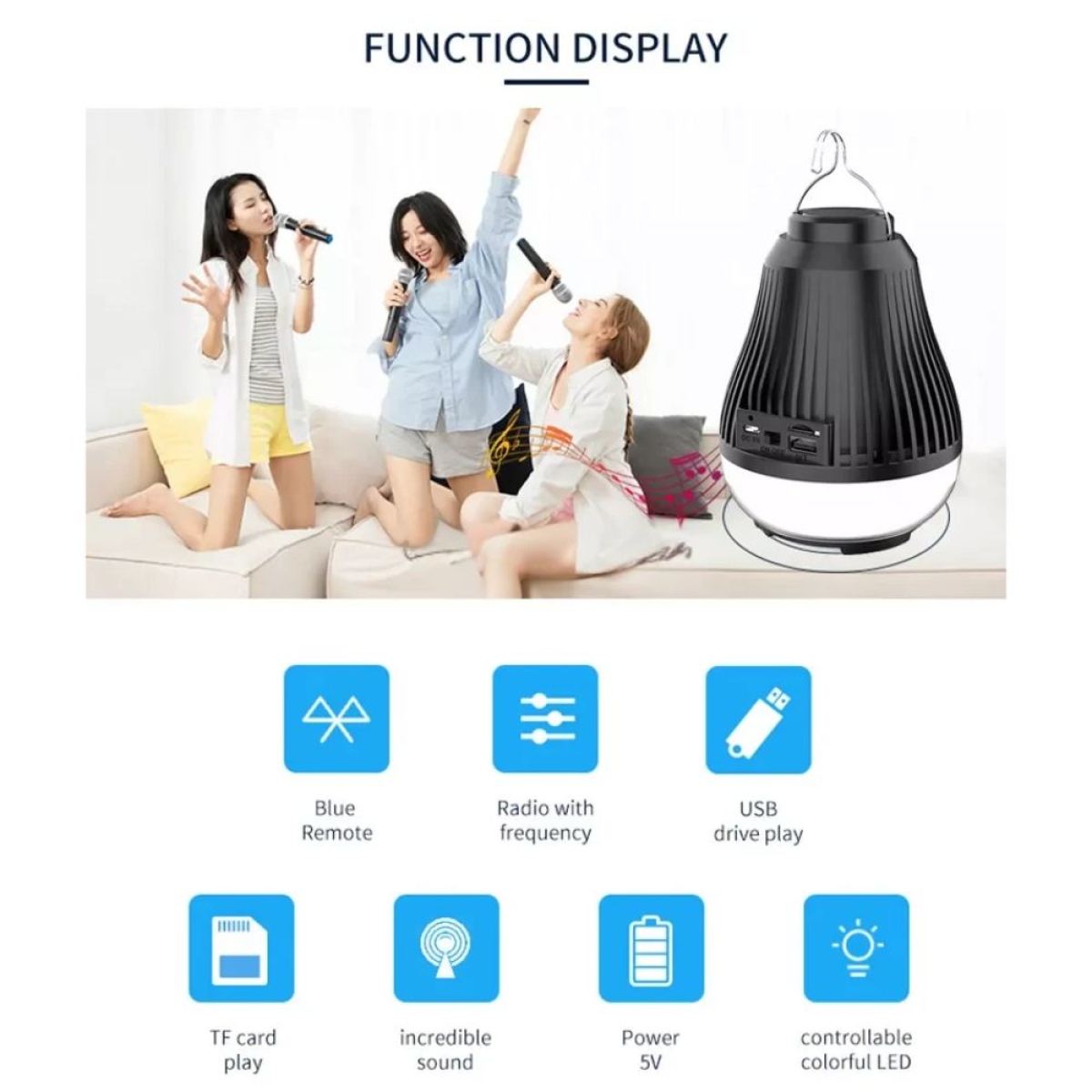 ZQS1317 Αύρματο Ηχείο Bluetooth & Ασύρματη Εξωτερική Λάμπα για Κάμπινγκ 2 σε 1